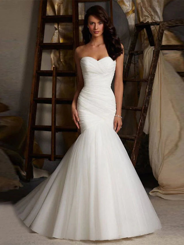 Embrace New Fashion Engagement Formal Wedding Dresses Strapless Tulle Ruched