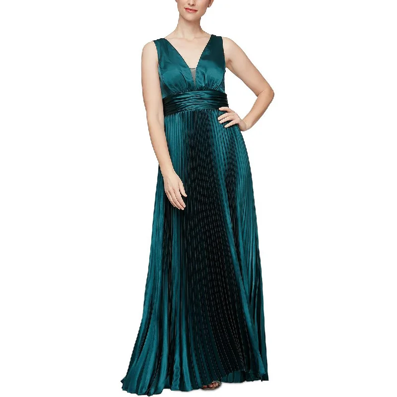 Style Revolution Alex & Eve Womens Satin Shutter Pleat Evening Dress