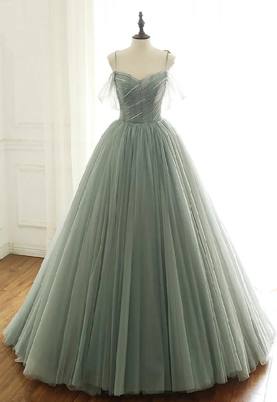 Trendy Fashion For Women Green tulle long a line prom gown formal dress M47