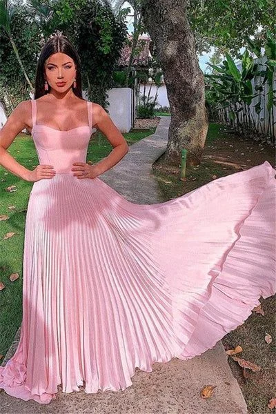 The Latest Trends Elegant Pink Straps Sleeveless A-Line Prom Dresses gh2768