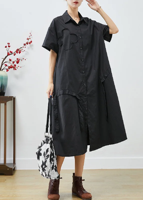 Chic Allure Fashion Black Asymmetrical Patchwork Cotton Maxi Dresses Summer