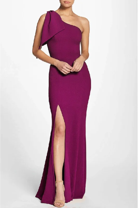 Lightweight Fabric S - dress the population magenta one shoulder gown with bow