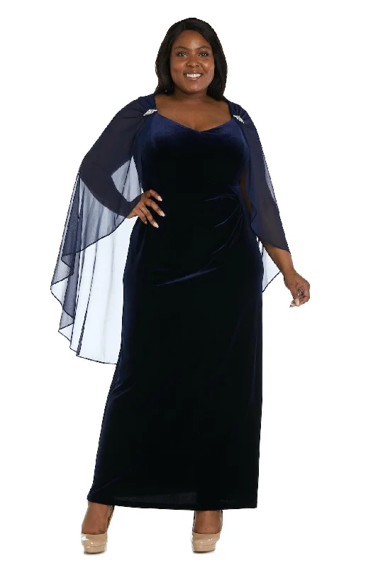 Wardrobe Upgrade R&M Richards 2668W Long Plus Size Velvet Cape Dress