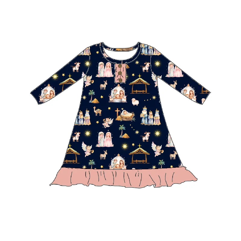 Style Upgrade NATIVITY LONG SLEEVES NIGHTGOWN - BLACK