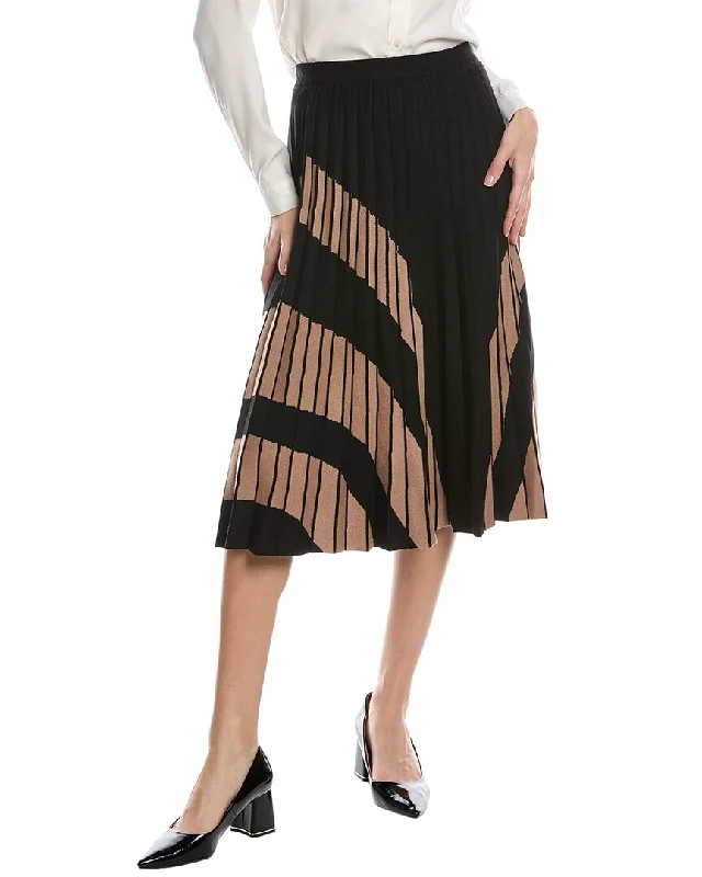 Final Sale T Tahari Pull-On Side Stripe Flare Rib Skirt