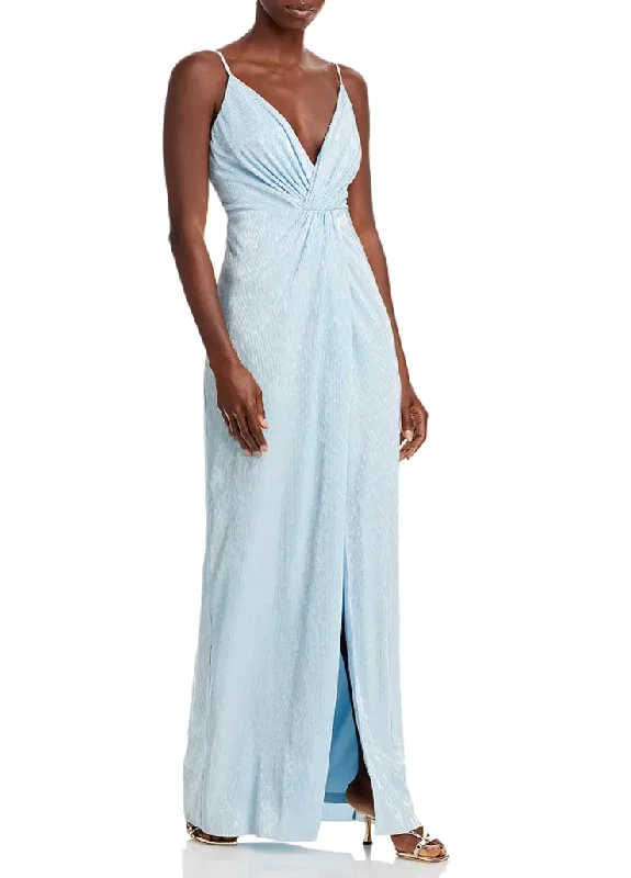 Anniversary Sale 6 - aidan mattox light blue metallic pleated gown