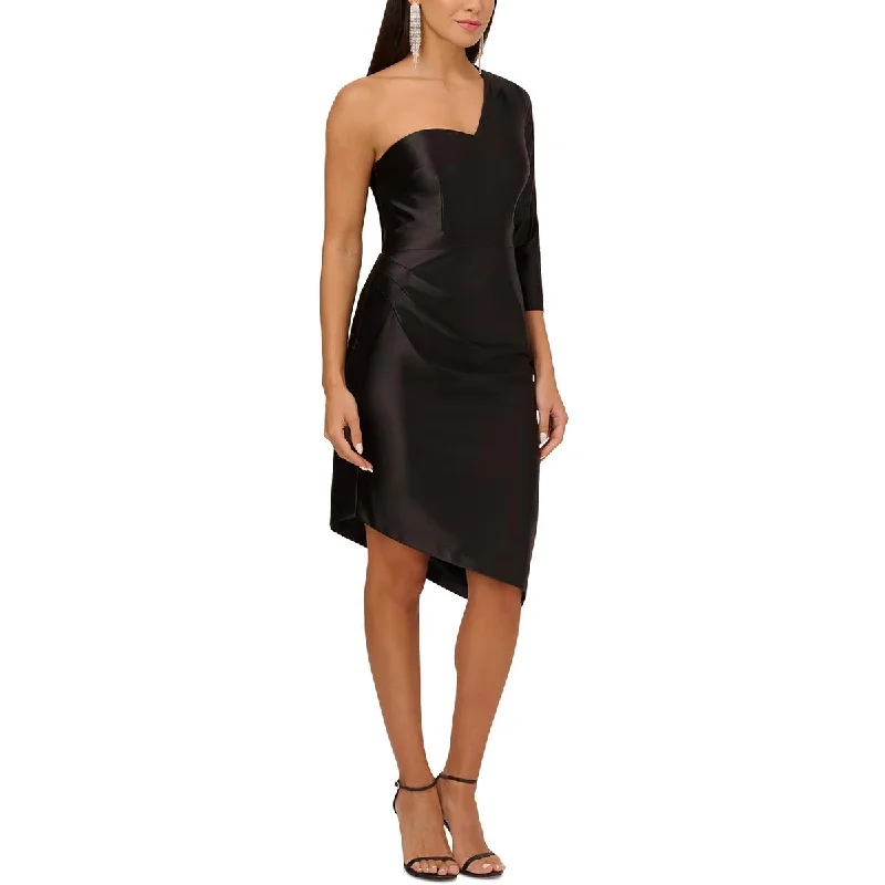 Trendy Urban Attire Aidan Mattox Womens Solid Satin Sheath Dress