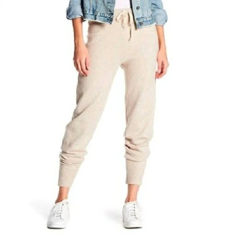 Versatile Wardrobe Essentials Knit Drawstring Jogger Pants In Cream