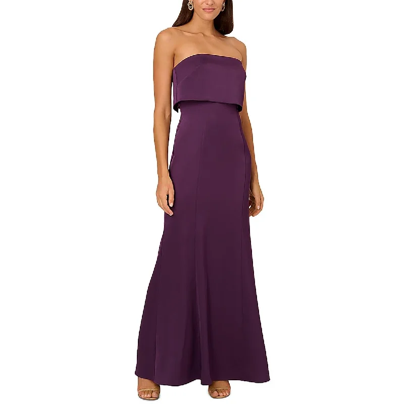 Feminine Flow Liv Foster Womens Full Length Satin Evening Dress