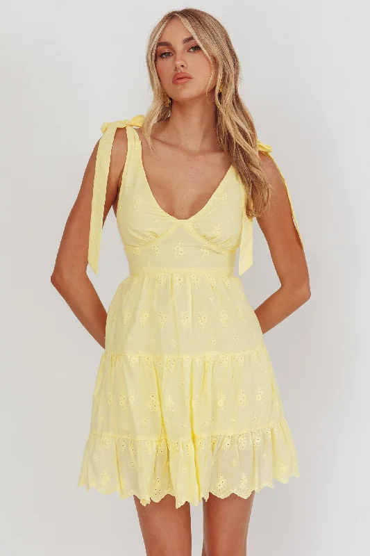 Great Deals On Ethnic Cultural Wear Ardent Tied Shoulder Mini Dress Lemon