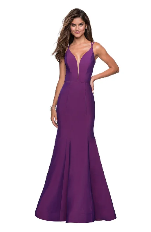 Luxury Comfort 10 - la femme purple strappy back mermaid gown