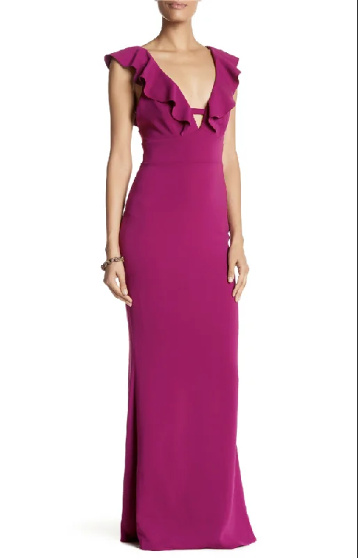 Fashion Essentials XS - abs allen schwartz pink deep v ruffle gown