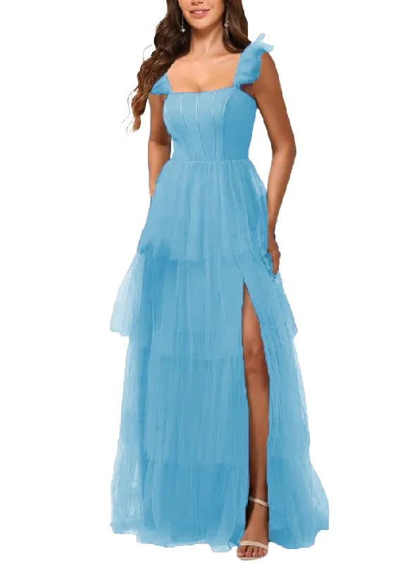 Classic Women's Fashion 10 - ssb blue tiered tulle corset gown