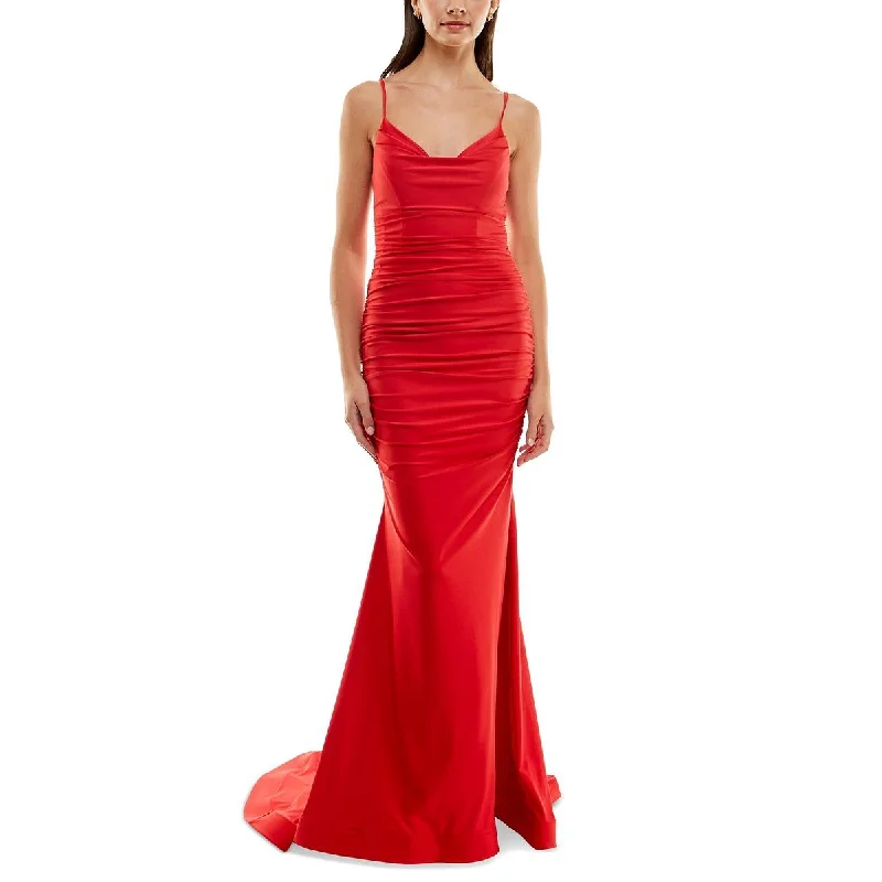 Your Timeless Wardrobe Awaits Bee Darlin Womens Juniors Satin Ruched Evening Dress