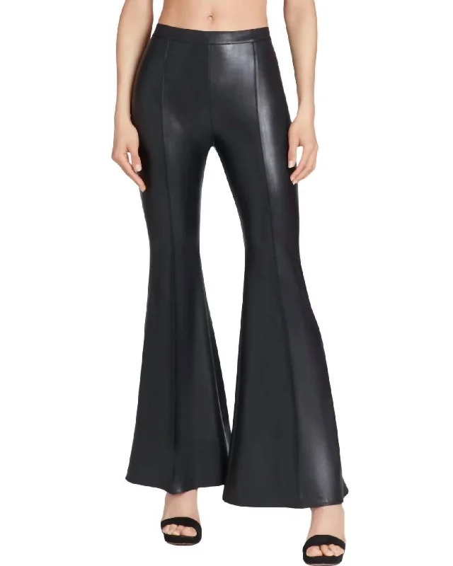 Chic Casual Style Hughes Faux Leather Pants In Black