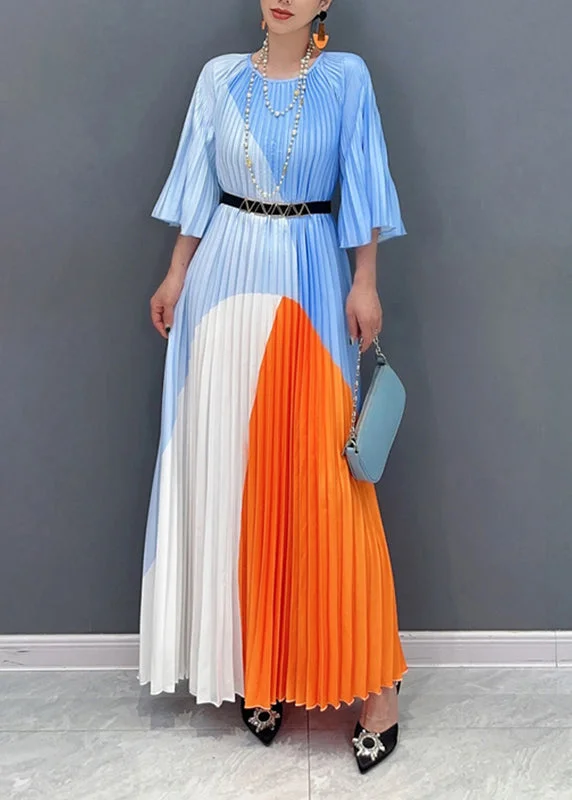 Don't Miss Out DIY Multi Wrinkled Patchwork Maxi Dresses Long Sleeve