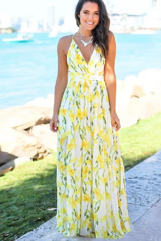 Lighten Up With Nordic Styles Tropical Print Maxi Dress