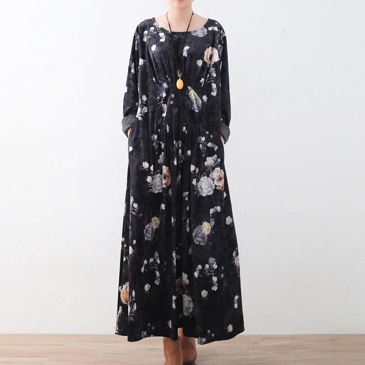 Discounts On Casual Weekend Styles fashion black corduroy dresses oversize prints maxi dress boutique patchwork kaftans