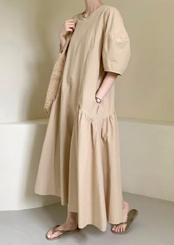 Elegant Style Women Apricot Patchwork Solid Maxi Dresses Summer