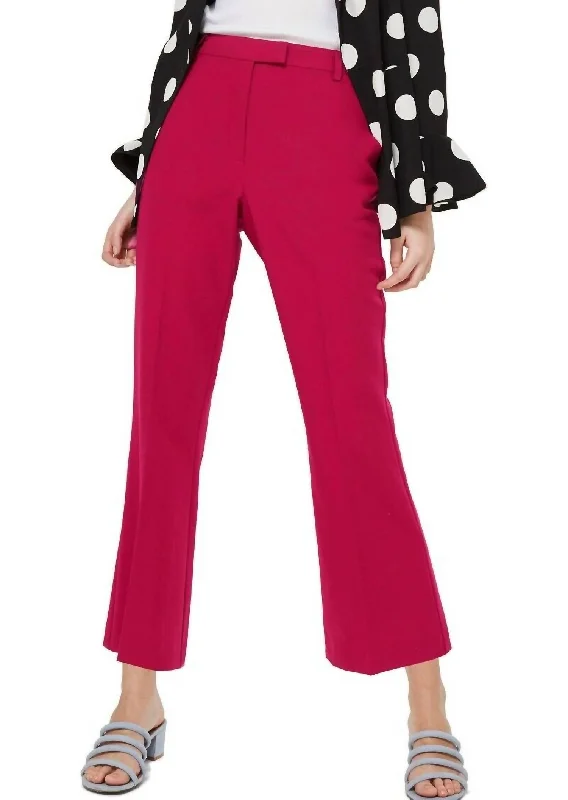 Style Upgrade Slim Kick Flare Cropped Trousers In Magenta