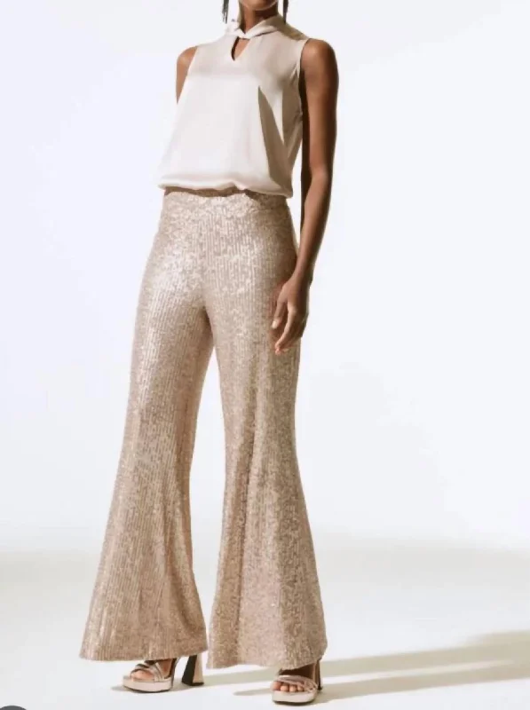 Elegant Ensemble Gold Sequins Pants In Matte Gold