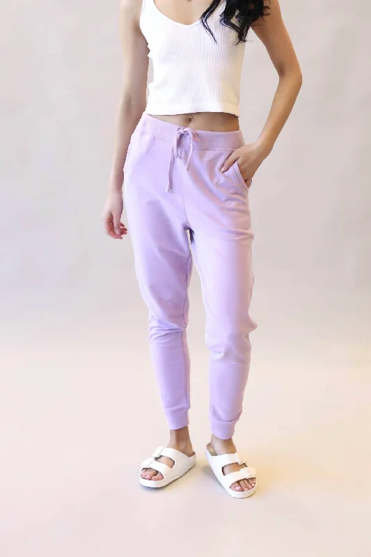 Casual Chic Solid Sweat Jogger In Dusty Lavender