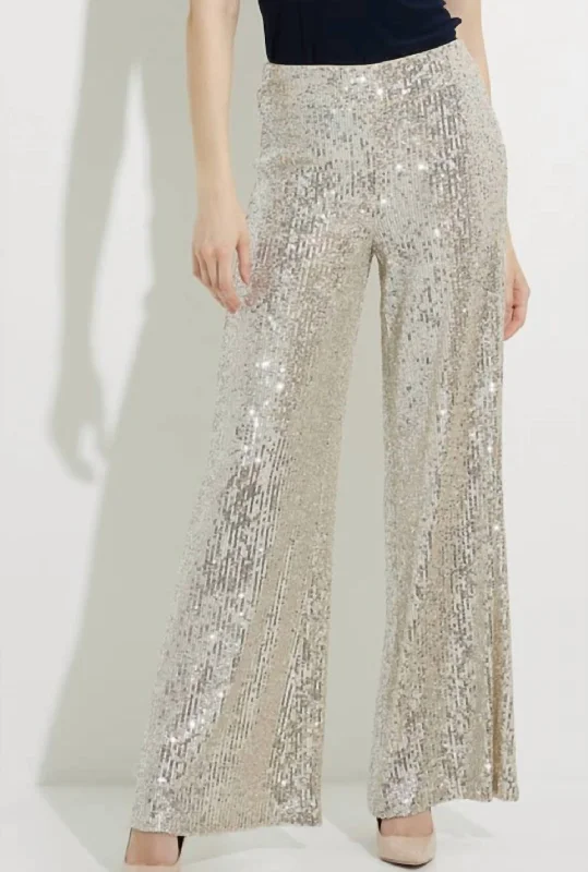 Fashion Deal Sequin Detail Pants In Silver Nude