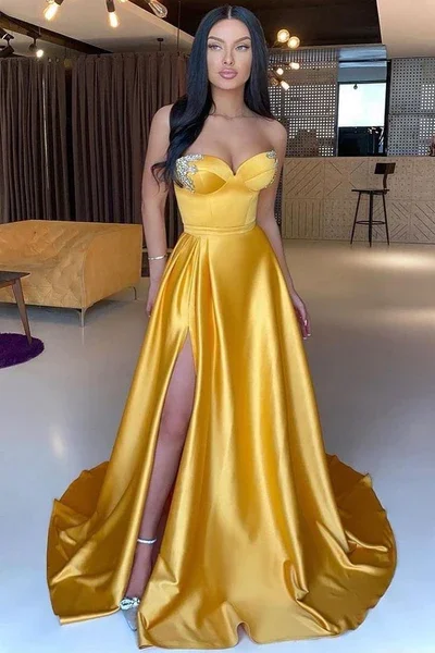 End Of Season Sale MERMAID SWEETHEART FLOOR-LENGTH HIGH SPLIT SLEEVELESS BACKLESS BEADED PROM DRESS gh2037