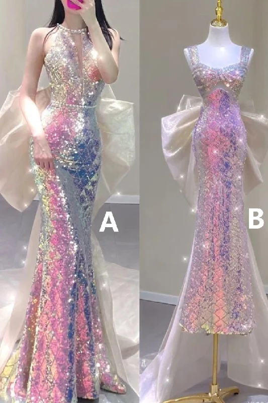 Browse Our Top Products Shiny Pink Sequins Mermaid Long Formal Party Dress Evening Gown MD7477