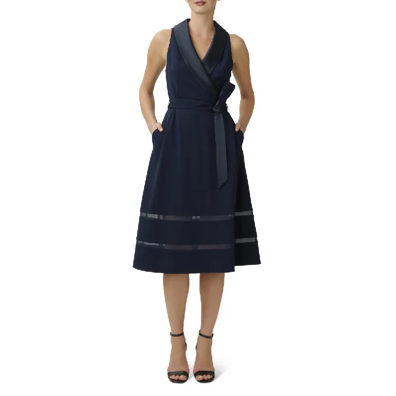 Chic & Cozy Collection Adrianna Papell Womens Satin Trim Sleeveless Midi Dress