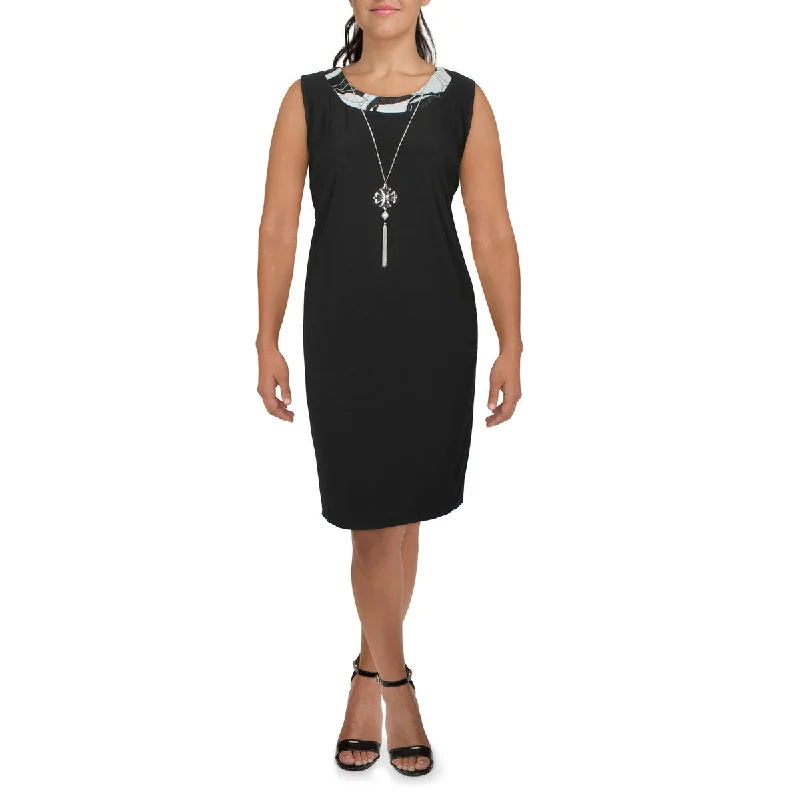 Comfort First Women's Wear R&M Richards Womens Plus Knit Sleeveless Sheath Dress