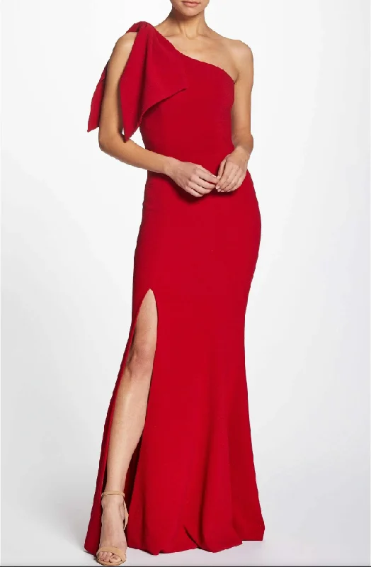 Now On Sale For Chic Urban Styles S - dress the population red one shoulder gown with bow