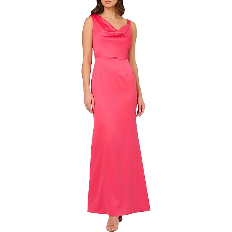 Free Spirited Fashion Adrianna Papell Womens Satin Maxi Evening Dress