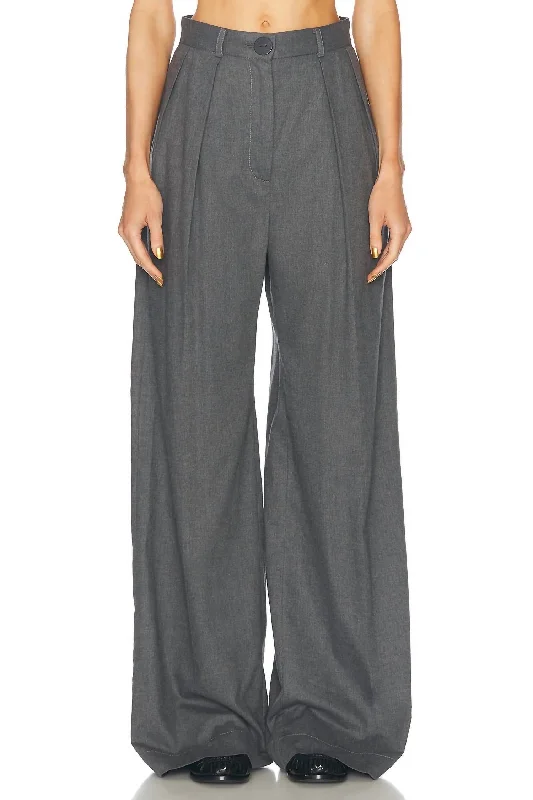 Clearance Sale, All Cheap Button Pleated Trouser In Charcoal Flannel