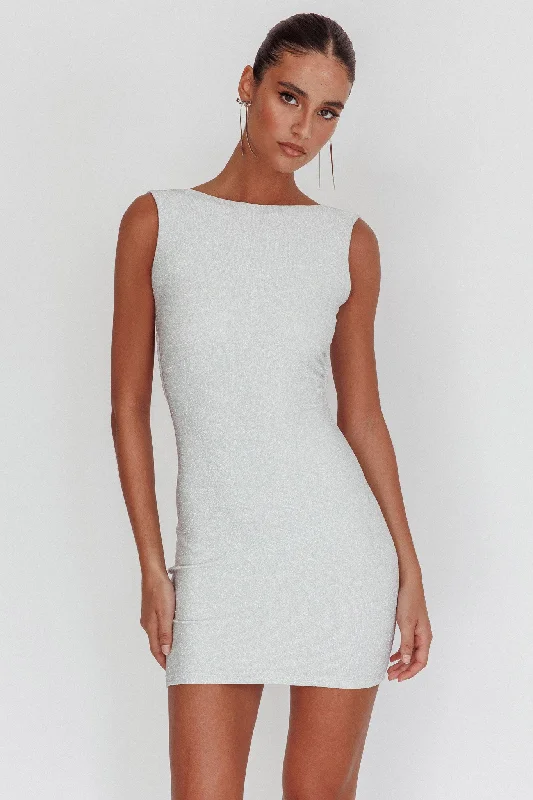 Nordic Minimalist Home Look Ayda Backless Mini Dress Silver