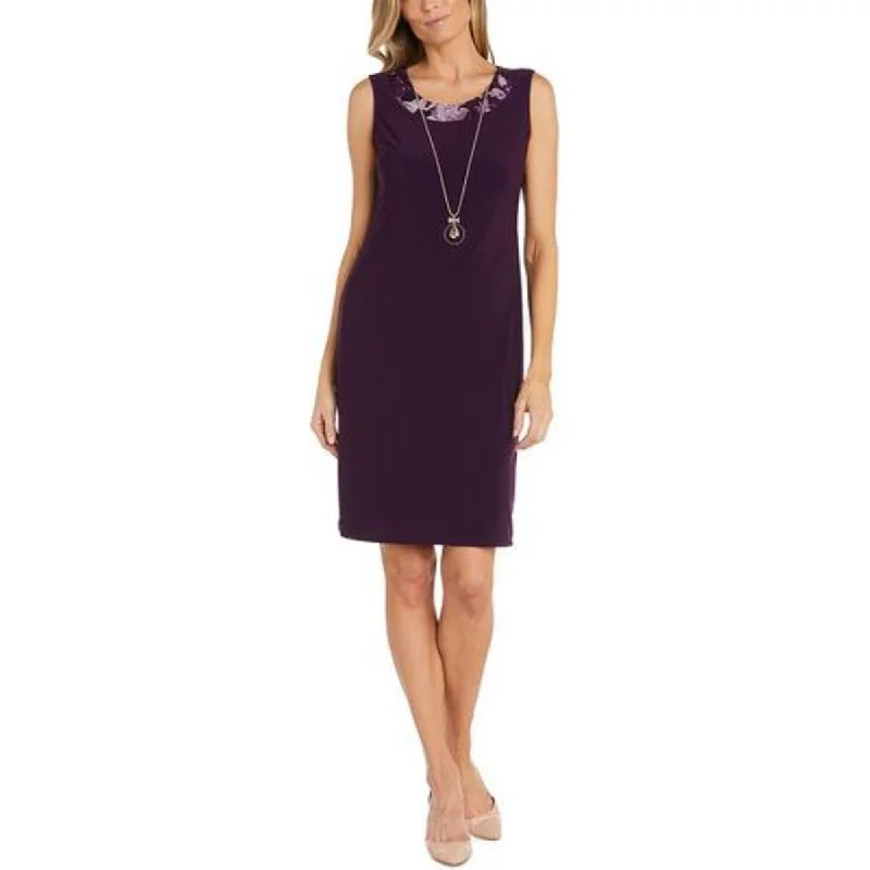 Soft Textures R&M Richards Womens Petites Knit Sleeveless Sheath Dress