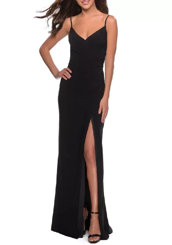 Imeless Style 8 - la femme black ruched gown with back cutout