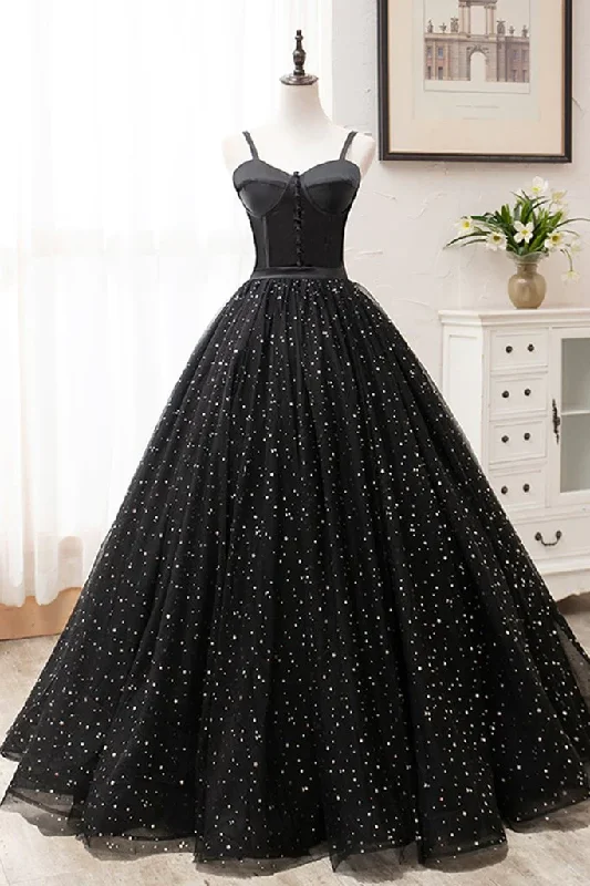 Break Fashion Norms Black Tulle Satin Sweetheart Neck Long Prom Dress, Evening Dress  gh2236