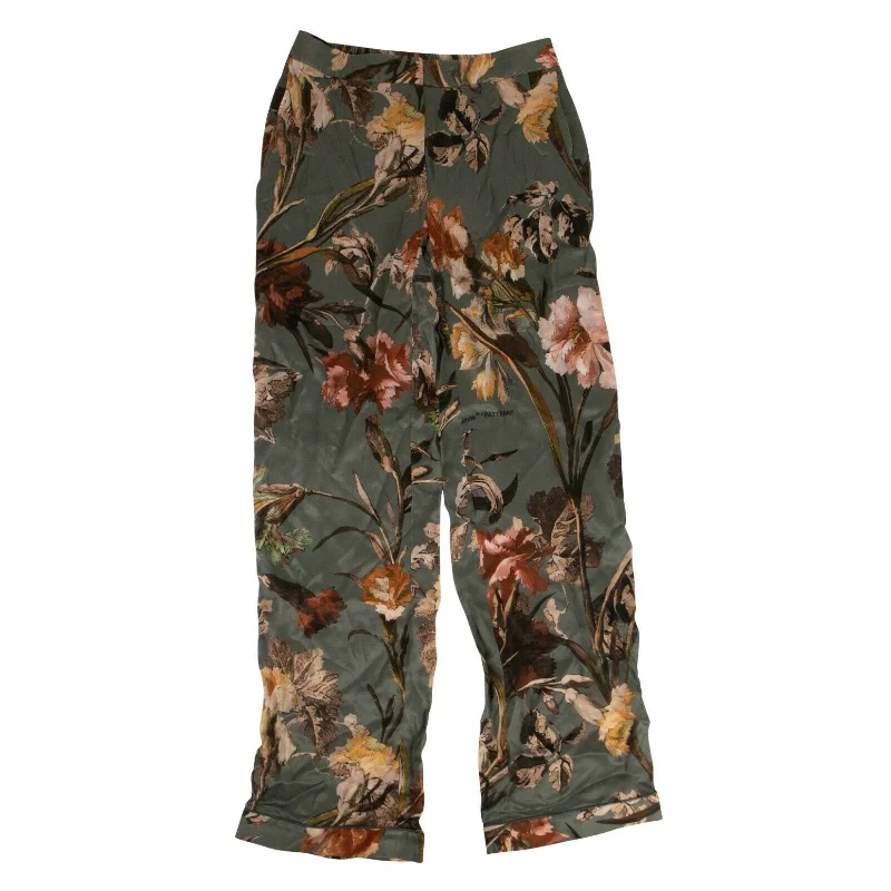 Top Deals Green Floral Flared Pants