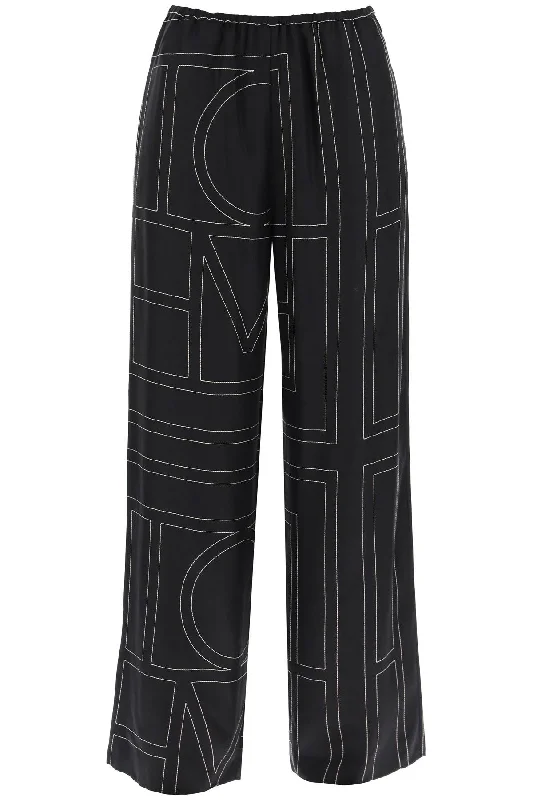 Trendy Street Style Attire Toteme Women's Monogram Silk Pajama Pants