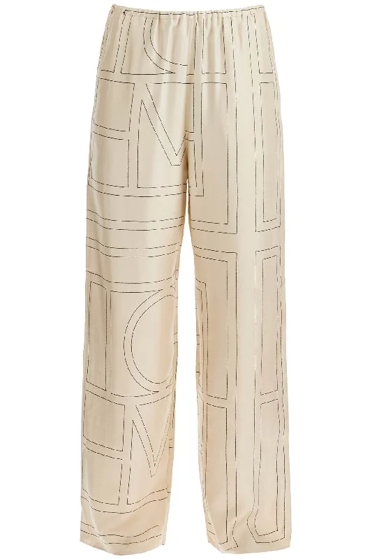 Trendy Street Style Attire Toteme Women's Monogram Silk Pajama Pants