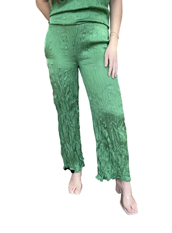 Timeless Elegance Crinkle Pant In Green