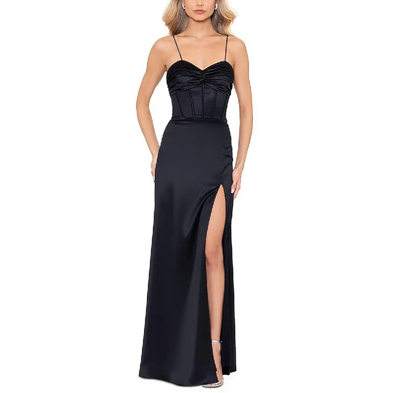 Relaxed Style Blondie Nites Womens Juniors Satin Lace-Up Evening Dress