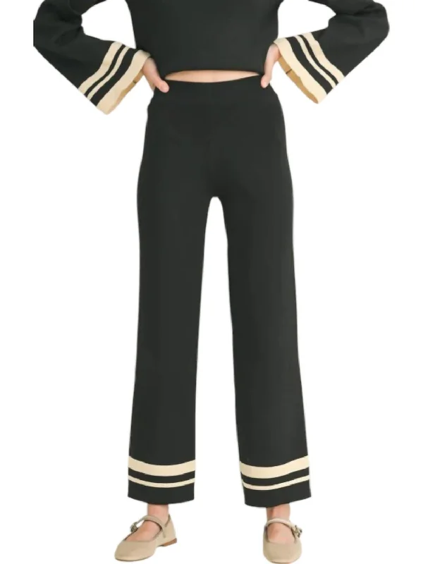 Seasonal Sale Mood Shift Stripe Detail Pants In Black/cream