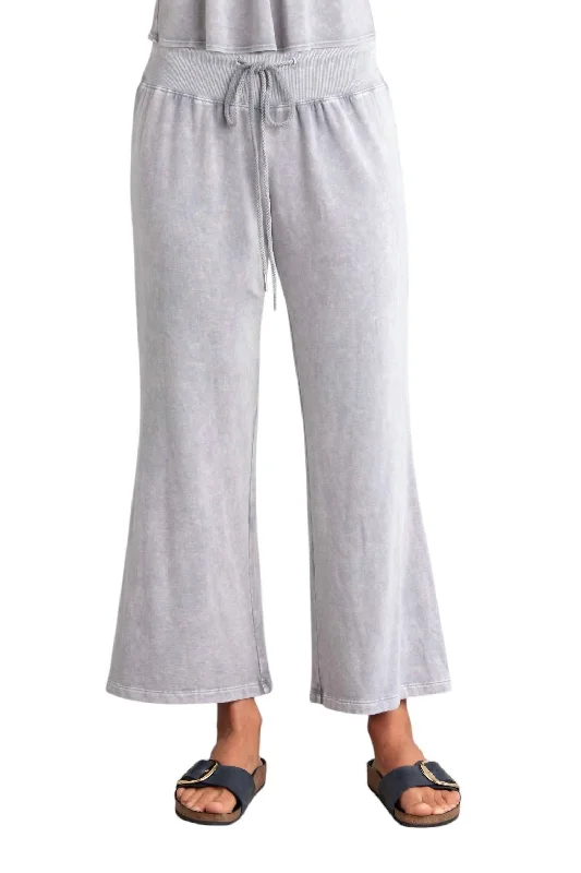 Sleek Design Crop Bell Bottom Pants In Silver