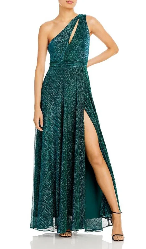 Today Only 8 - aqua teal one shoulder metallic crinkle gown