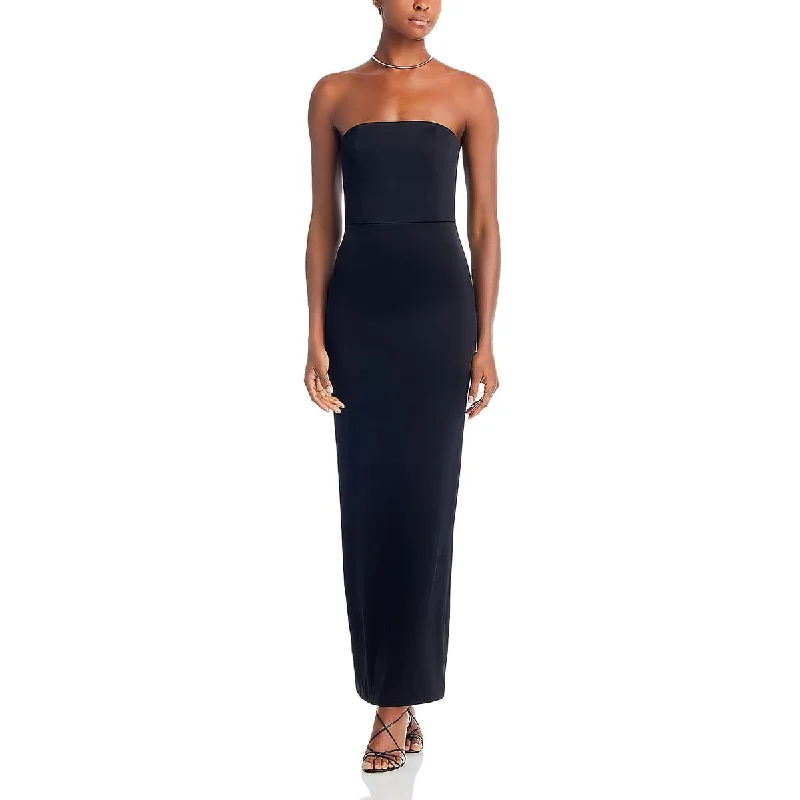 Runway Inspired Wear Alice and Olivia Womens Doreen Satin Strapless Maxi Dress