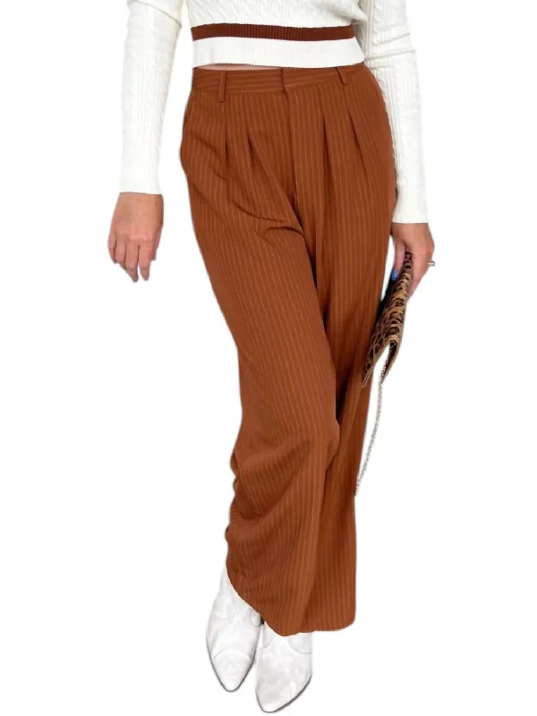 Exclusive Sale Established Pinstripe Trouser Pants In Rust