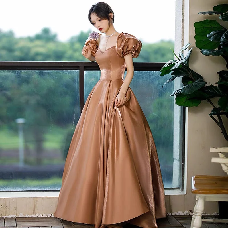 Spring Wardrobe Lovely A line satin long prom gown princess dress  8958