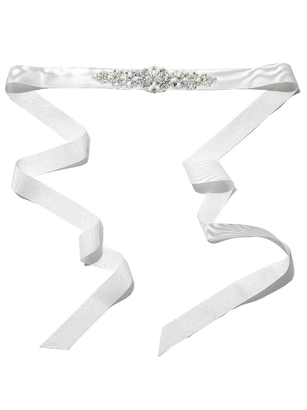 Sophisticated Cut Tara Ivory Beaded Ribbon Belt